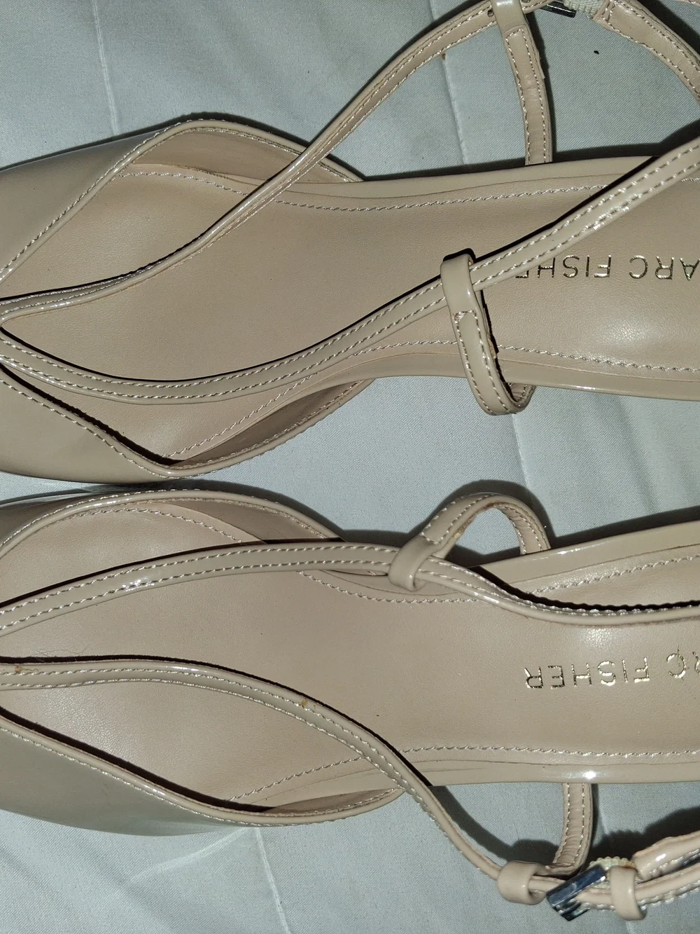 Marc Fisher Nude Pointed-Toe Slingback Heels